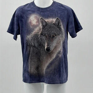 The Mountain Wolf and Moon Tie Dye Short Sleeve T Shirt - Size Small